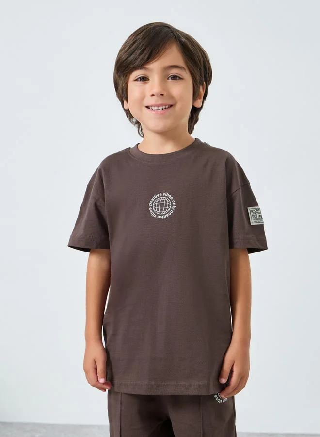 ستايلي طقم تيشيرت قطن مطبوع وبنطال جوجر